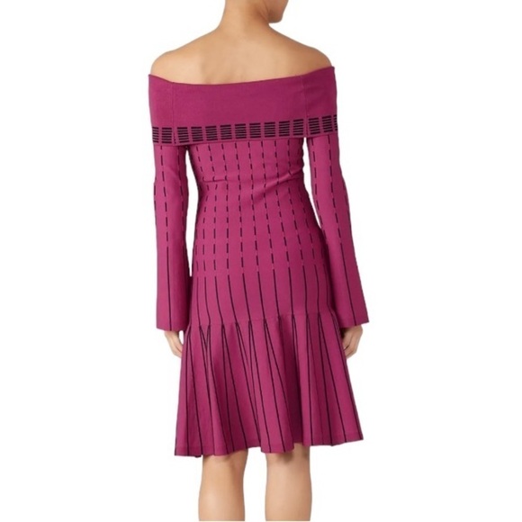 Prabal Gurung Collective Striped Off Shoulder Dress Magenta Size 6 - Picture 3 of 12